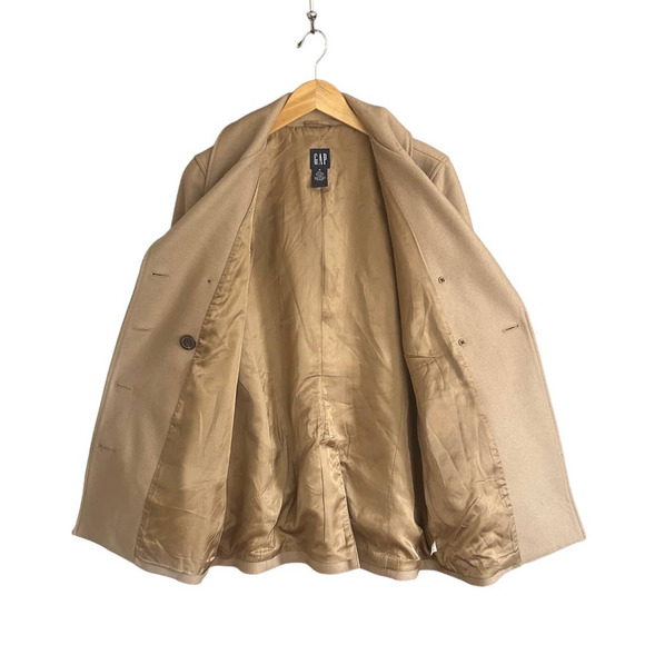 GAP Wool Blend Classic Double Breasted Camel/Tan Peacoat Women’s M - Picture 7 of 9